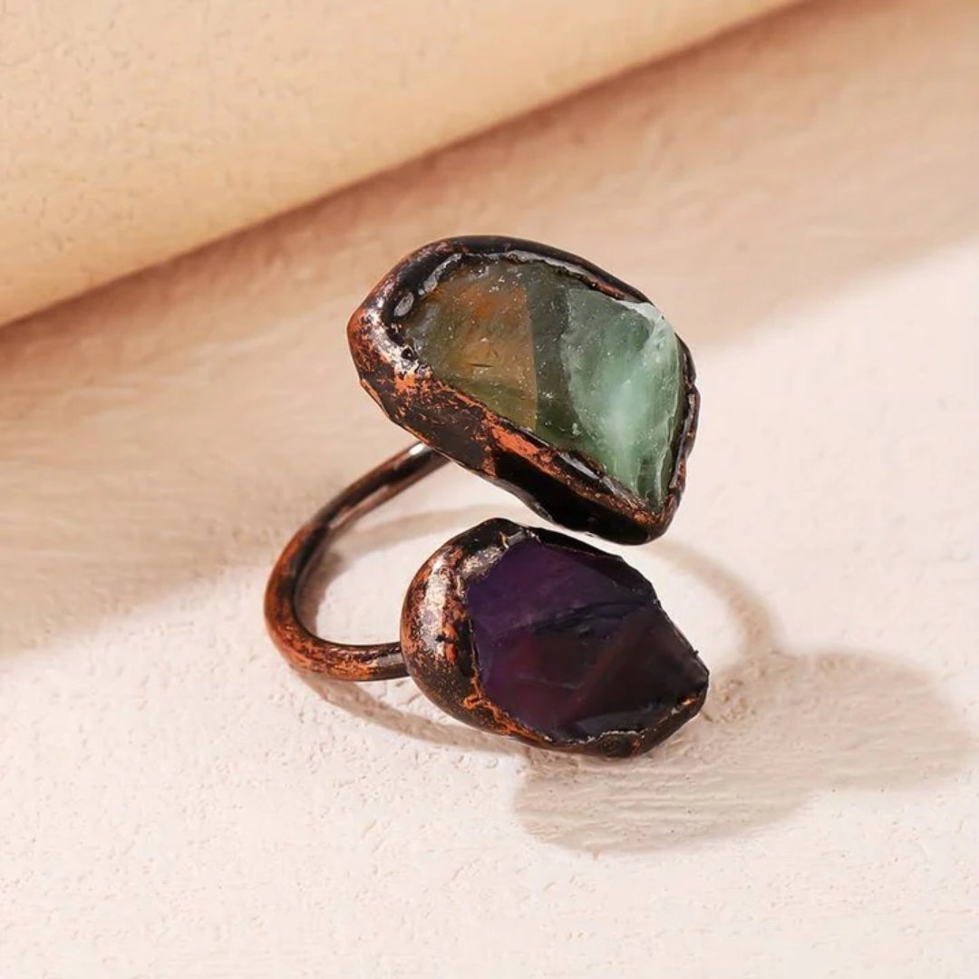 Vintage ring i naturlig krystall