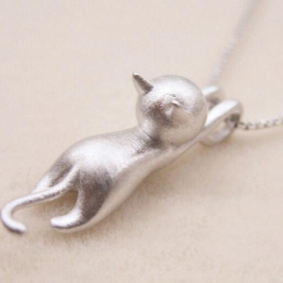 925 Sterling Hõbedast mänguline Kitty kaelakee