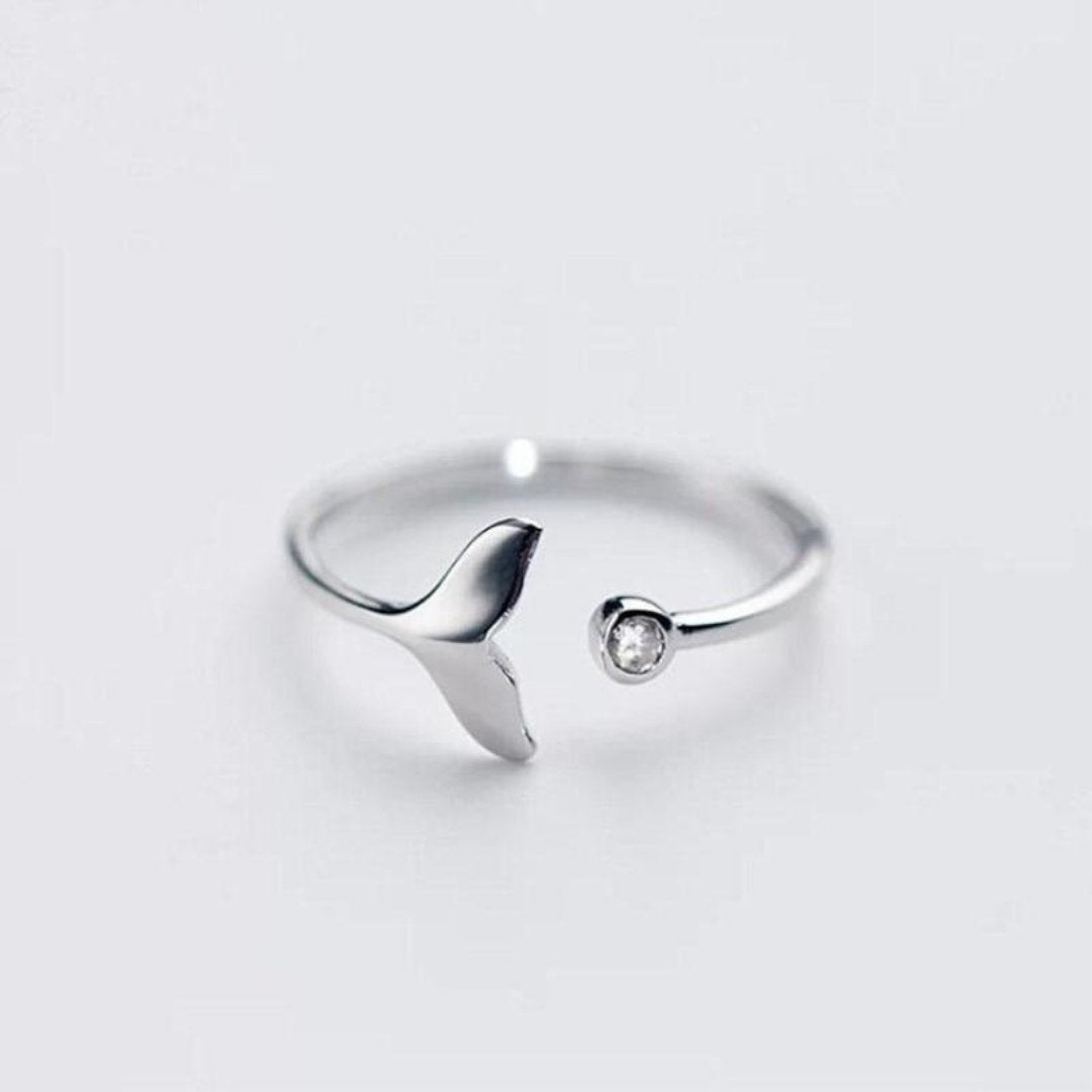 Delfin Hale Ring i 925 Sterling Sølv og Justerbar Zirconia