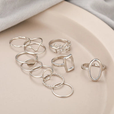 Pakke 11 Vintage Sølv Ringer