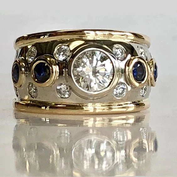 Vintage ring med innlagt zirkonia i gull